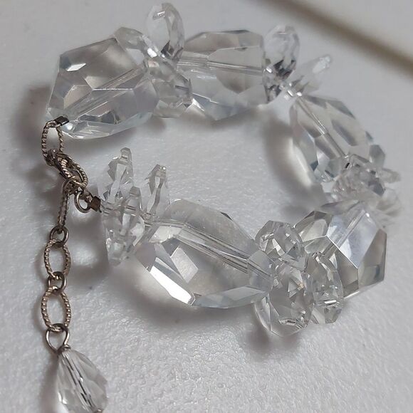 Vintage Icy Glass Chunky Bead Statement Bracelet - Picture 2 of 6